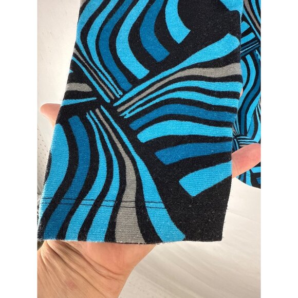 Dana Buchman Blue Zig Zag Print Blouse Pullover Top Size L Artsy Oversized - Picture 5 of 8